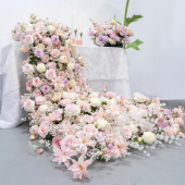 LUXE Pink & White Waterfall Style Table Runner - 91 Inches