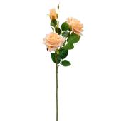 Artificial 3 Head Rose Stem 25" - Blush