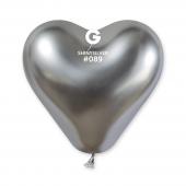 GEMAR Shiny Silver Heart 12" Balloon - 25 Pieces